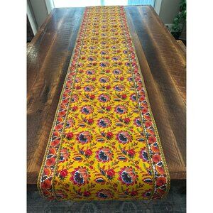 Indian Floral Table Runner 16" X 90" Yellow Red Cotton World Market Rectangular